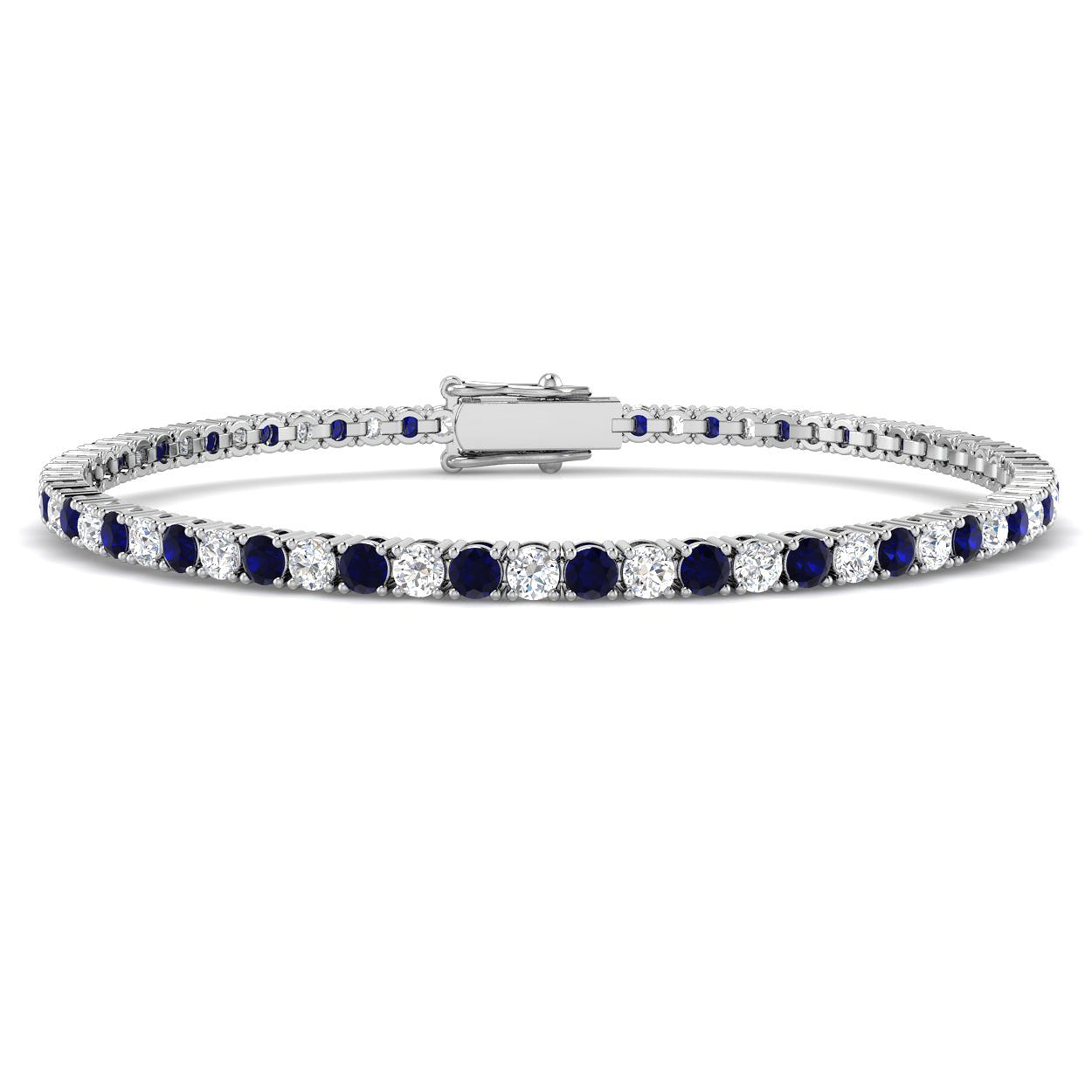 Blue Sapphire Bracelet in 9K White Gold