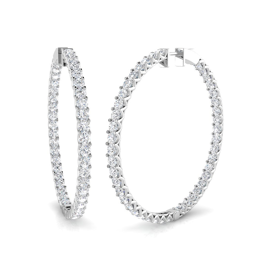 7.56ct Natural Diamond Hoops Earrings in 18K White Gold