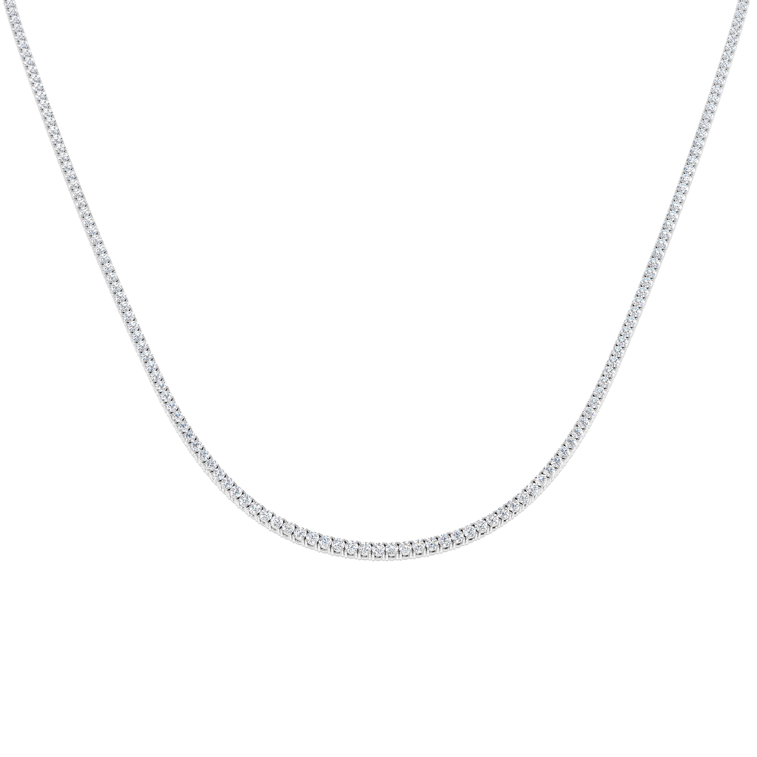 2.15ct Natural Diamond Tennis Necklace in 18K White Gold
