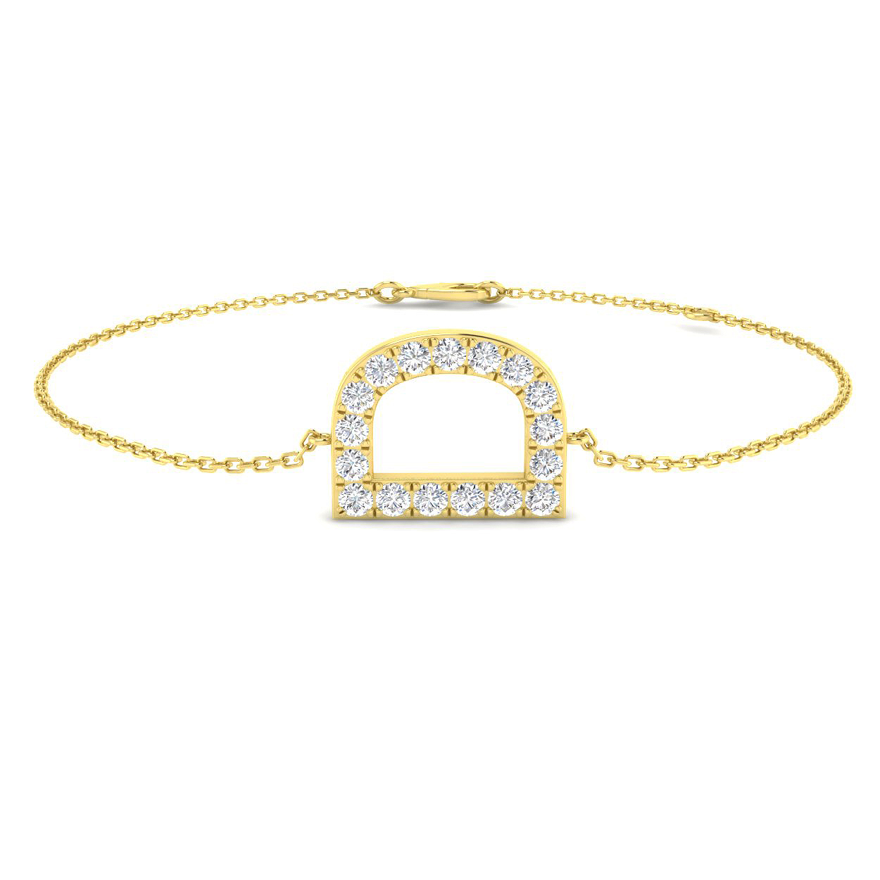 0.47ct Natural Diamond Initials Bracelet in 9K Yellow Gold