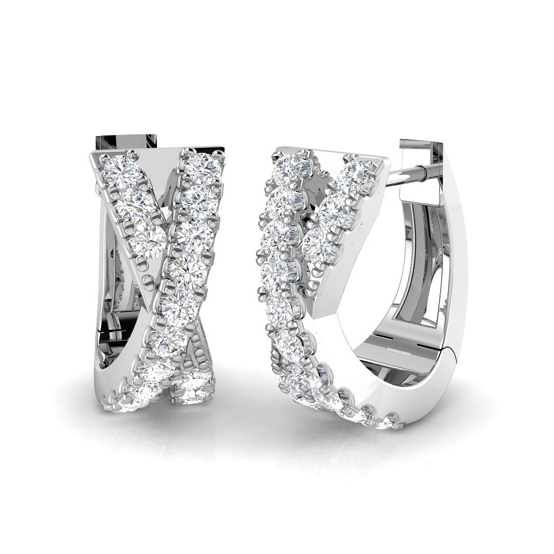 0.39ct Natural Diamond Hoops Earrings in 18K White Gold