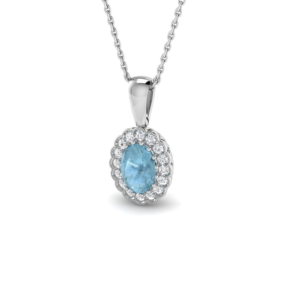 Halo Pendant in 9K White Gold