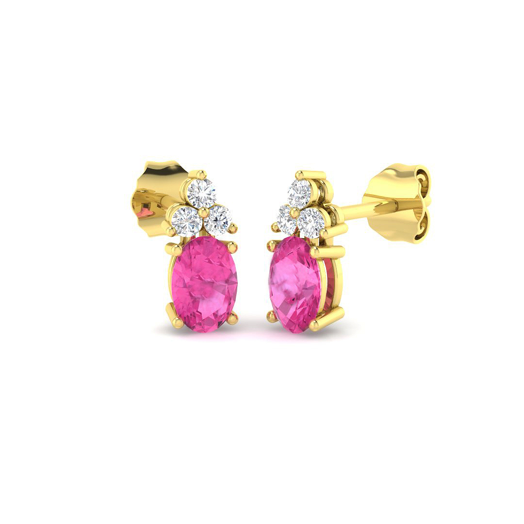 Pink Sapphire Earrings in 9K Yellow Gold