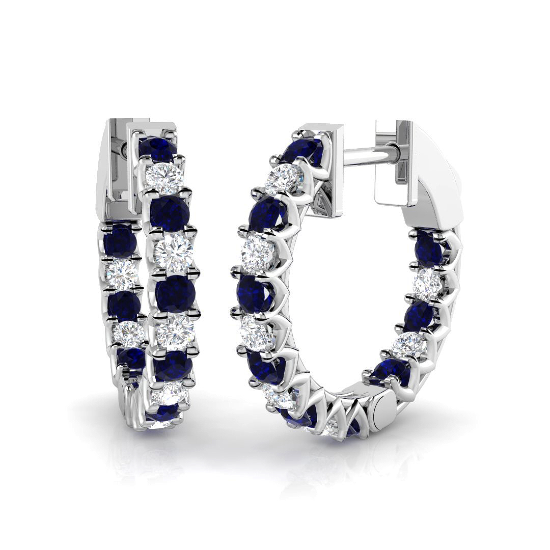 Blue Sapphire Earrings in 18K White Gold