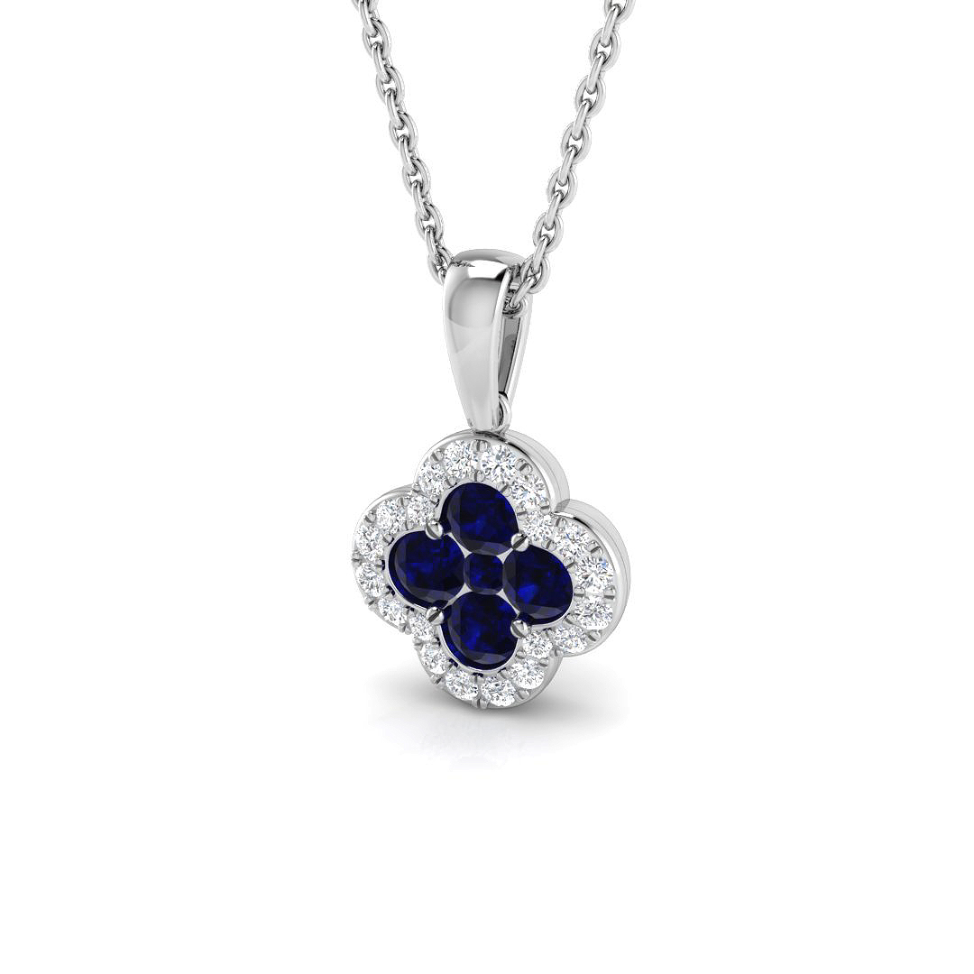Blue Sapphire Pendant in 9K White Gold