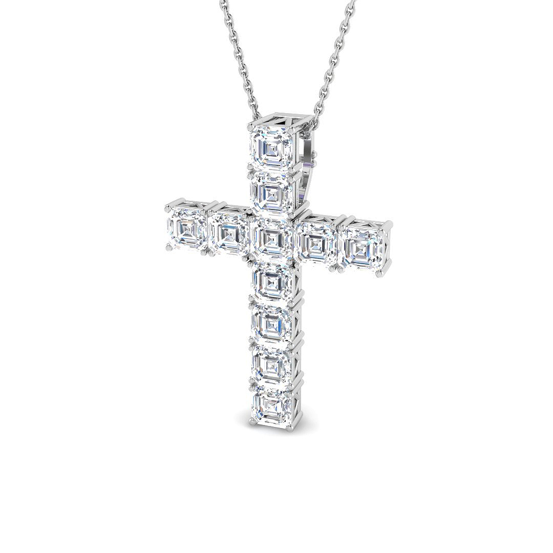 3.90ct Lab-Grown Diamond Cross Cross Pendant in 9K White Gold