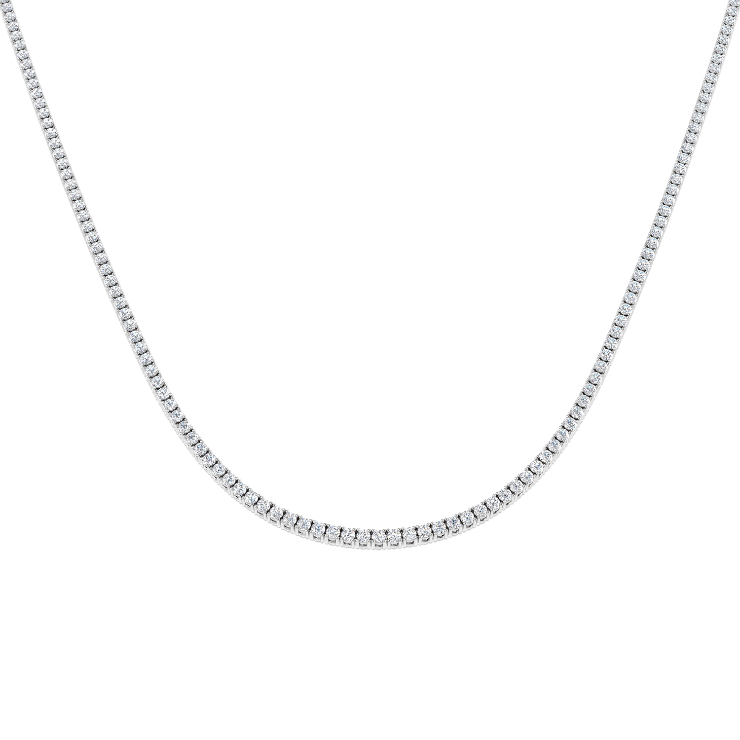 4.26ct Natural Diamond Tennis Necklace in 18K White Gold
