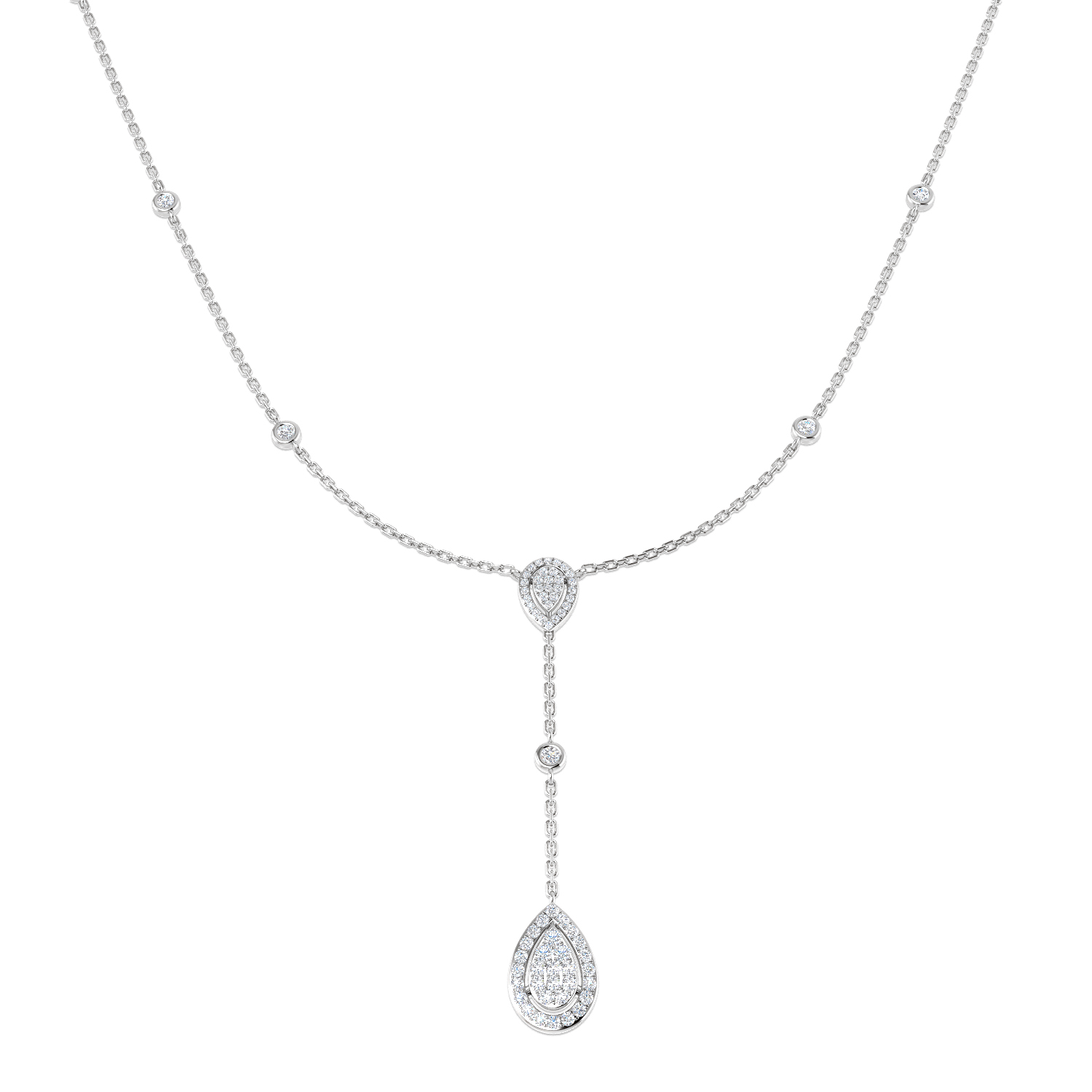 0.52ct Natural Diamond Cluster Necklace in 18K White Gold
