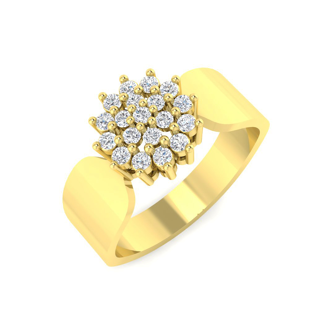 0.25ct Natural Diamond Cluster Ring in 14K Yellow Gold