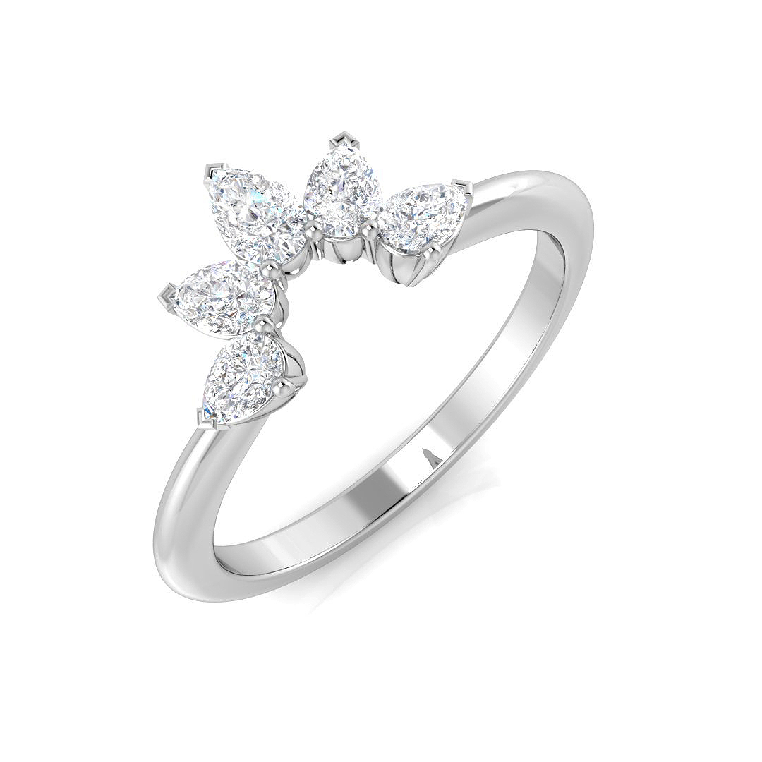0.45ct Natural Diamond Wishbone Ring in 9K White Gold