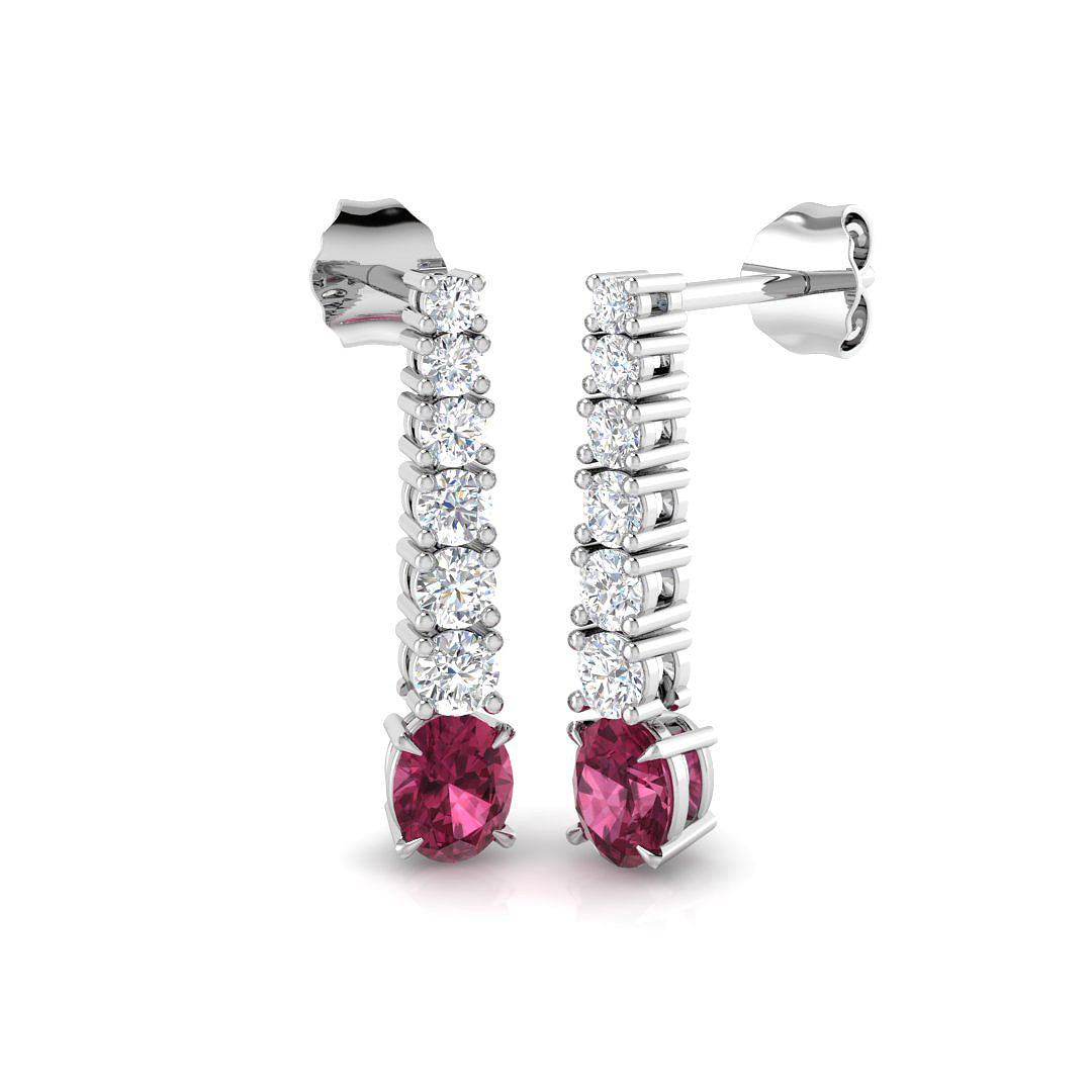 Pink Tourmaline Earrings in 18K White Gold