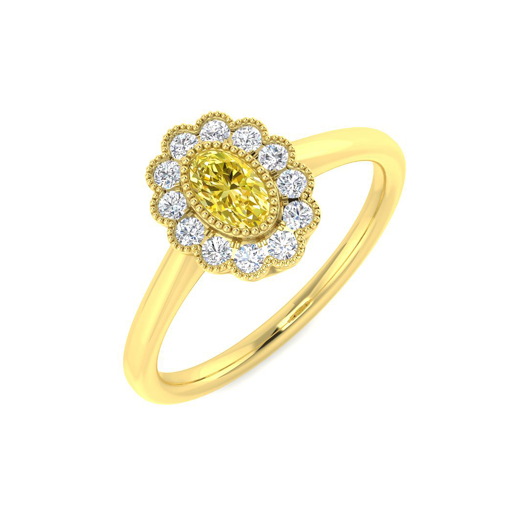 Halo Ring in 9K Yellow Gold
