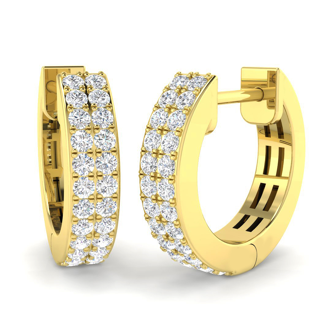 0.35ct Natural Diamond Hoops Earrings in 18K Yellow Gold