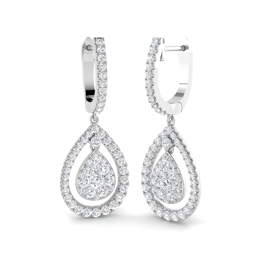 1.48ct Lab-Grown Diamond Drop & Trilogy Earrings in 9K White Gold