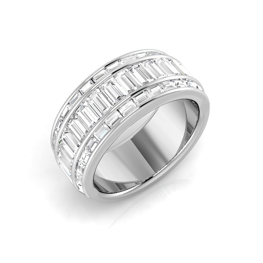 2.05ct Natural Diamond Baguette & Brilliant Ring in 9K White Gold