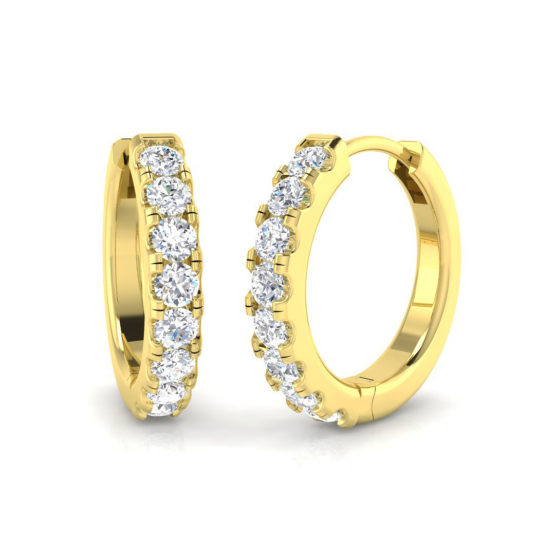 0.41ct Natural Diamond Hoop Earrings in 9K Yellow Gold