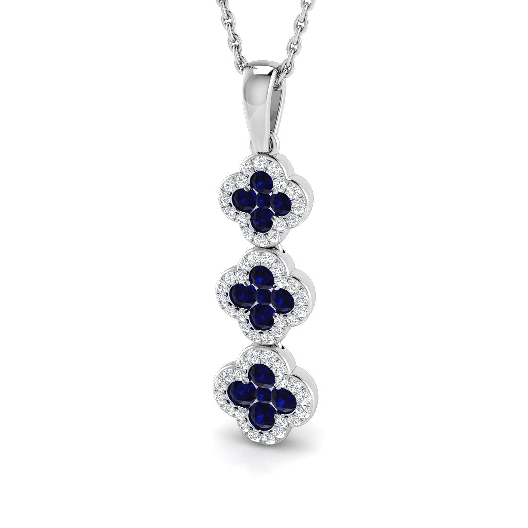 Blue Sapphire Pendant in 18K White Gold