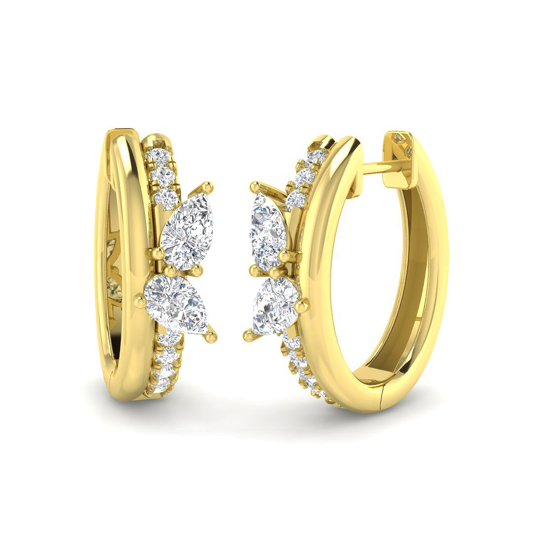 0.90ct Natural Diamond Fancy Earrings in 9K Yellow Gold