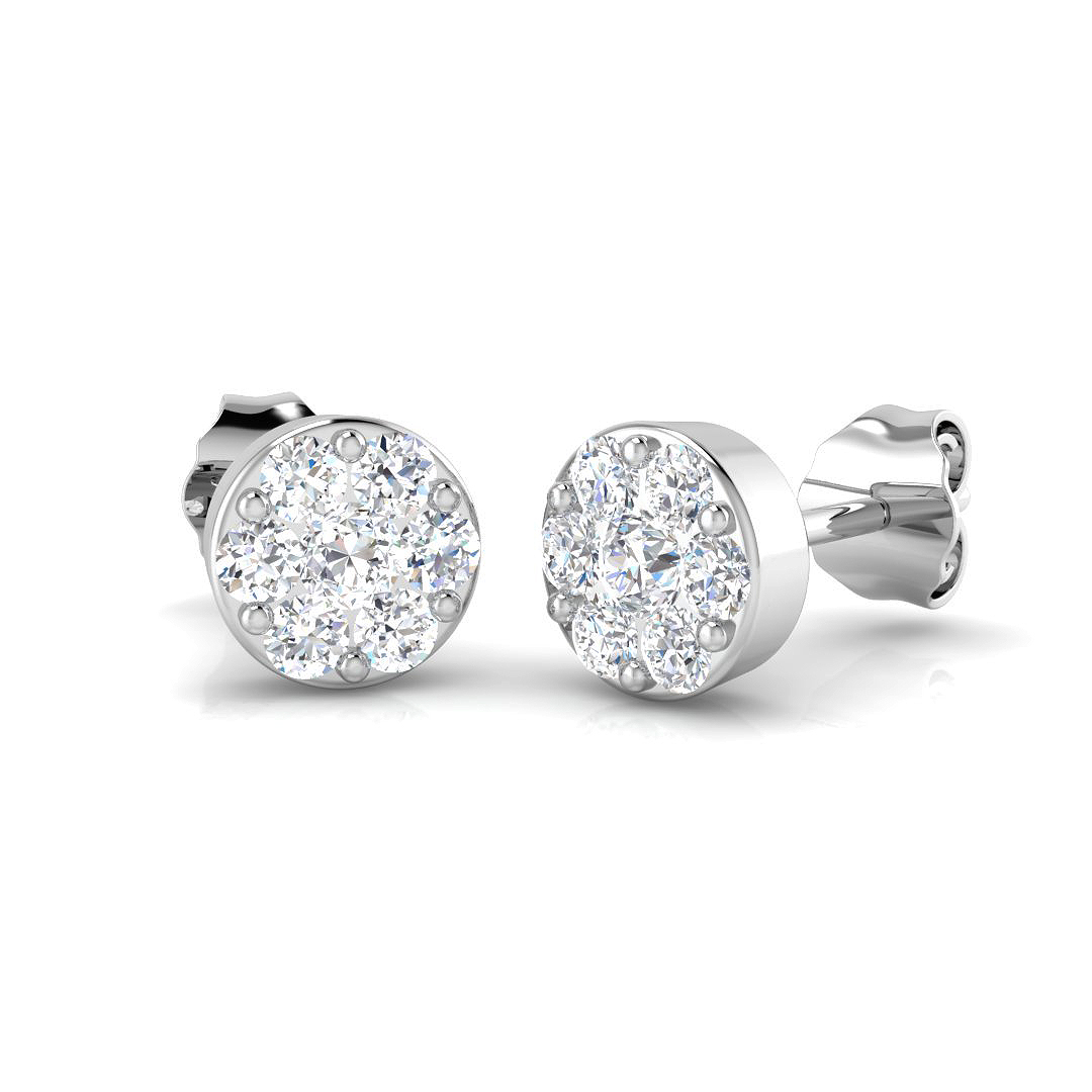 0.50ct Natural Diamond Cluster Earrings in 18K White Gold