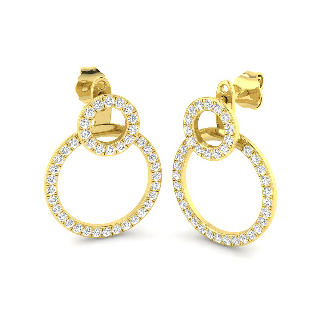 0.80ct Natural Diamond Drop & Trilogy Earrings in 9K Yellow Gold