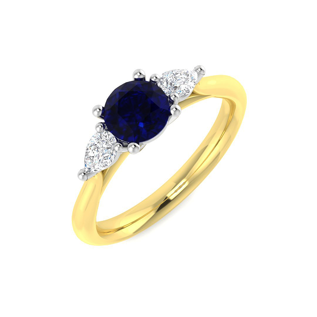 Blue Sapphire Ring in 18K Two Tone