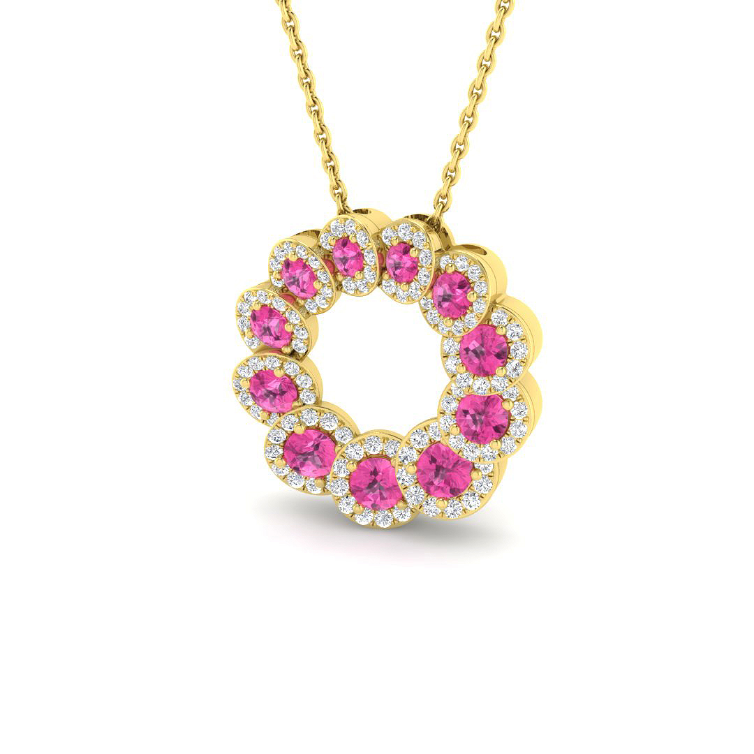 Pink Sapphire Pendant in 18K Yellow Gold