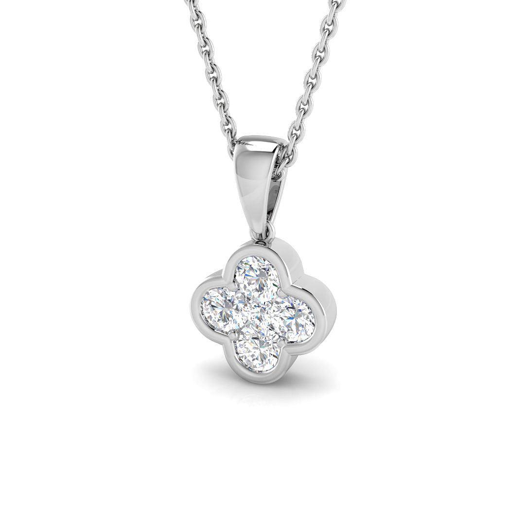 0.43ct Lab-Grown Diamond Clover Pendant in 9K White Gold
