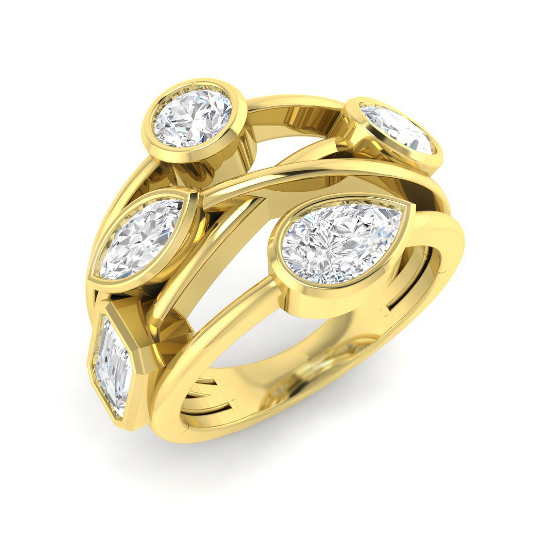 2.39ct Lab-Grown Diamond Bubble Rings Ring in 9K Yellow Gold