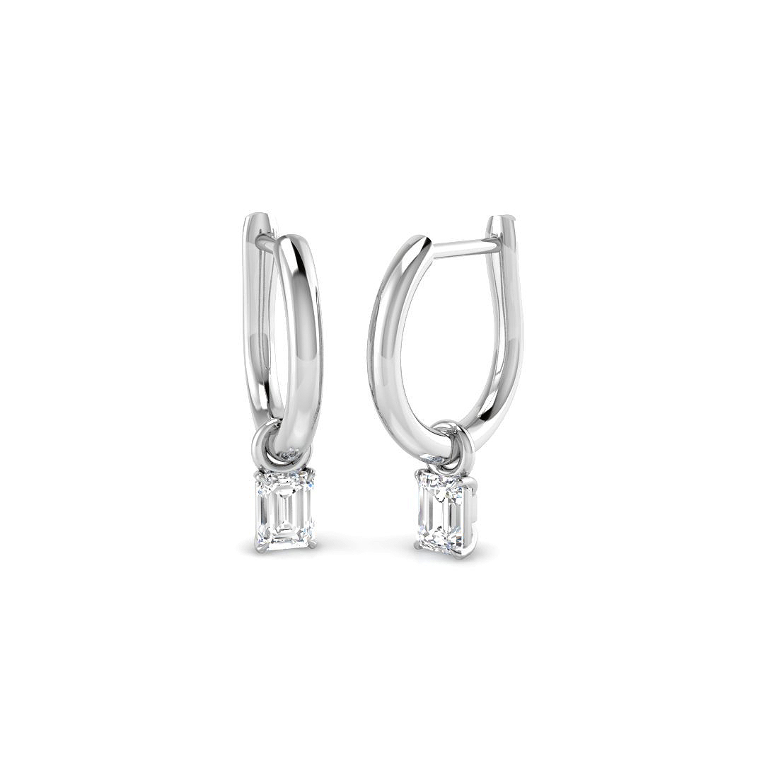 0.46ct Lab-Grown Diamond Drop & Trilogy Earrings in 9K White Gold