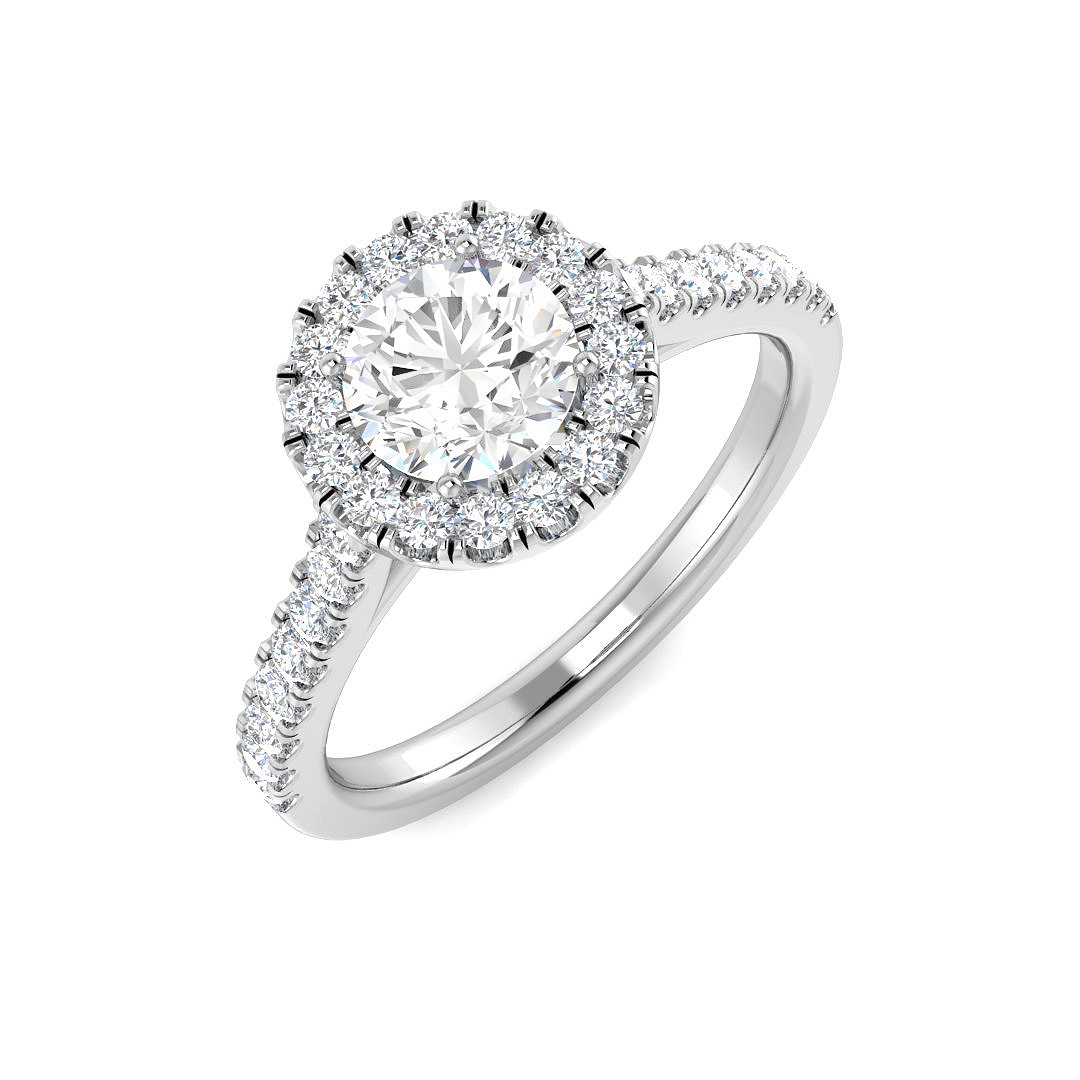 1.44ct Lab-Grown Diamond Halo Ring in 9K White Gold