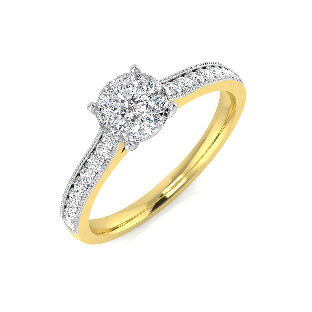 0.34ct Natural Diamond Cluster Ring in 14K Yellow Gold