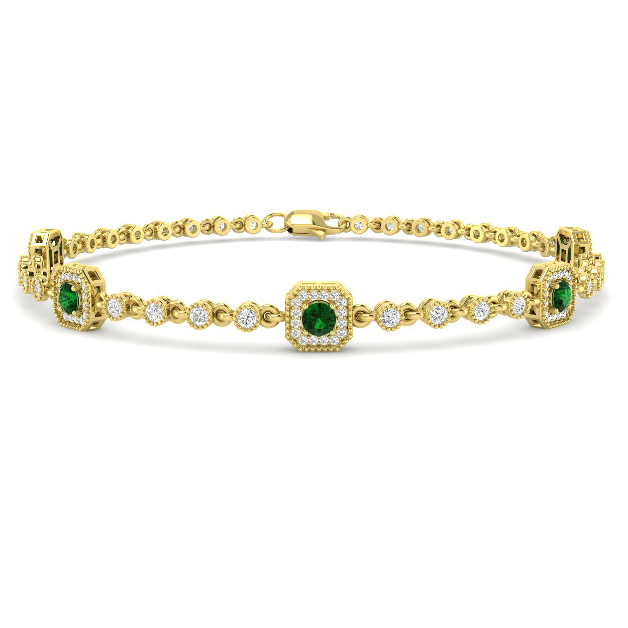 Emerald Bracelet in 9K Yellow Gold