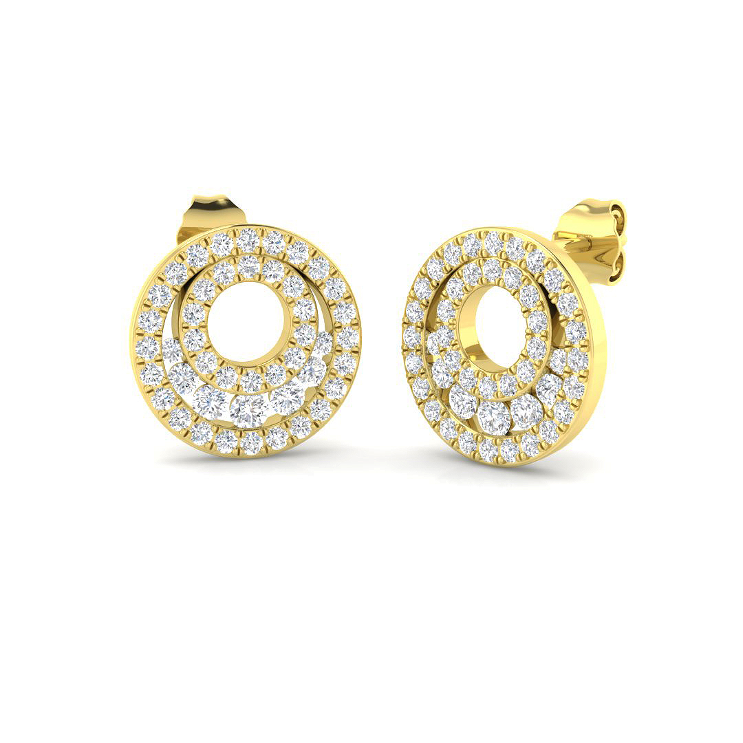 1.11ct Natural Diamond Cluster Earrings in 9K Yellow Gold