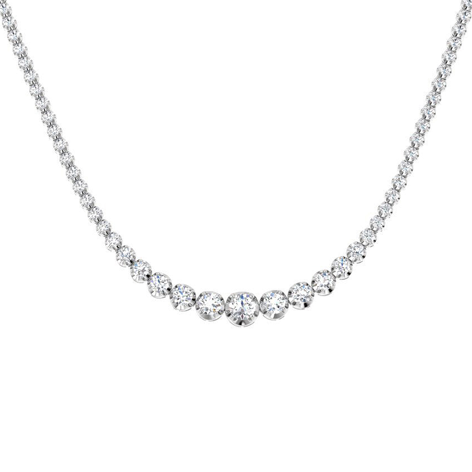 5.05ct Natural Diamond Tennis Necklace in 18K White Gold