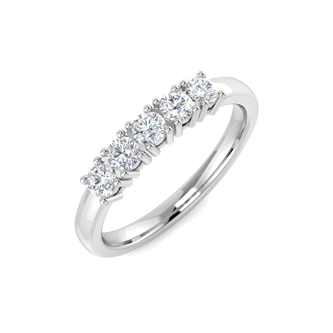 0.41ct Natural Diamond 5 Stone Ring in 9K White Gold