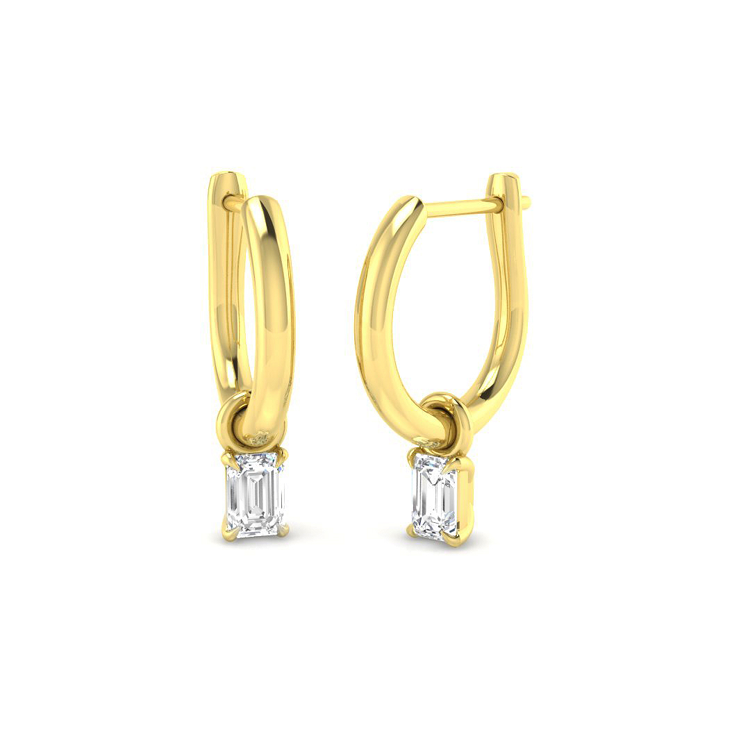 0.37ct Natural Diamond Drop & Trilogy Earrings in 18K Yellow Gold