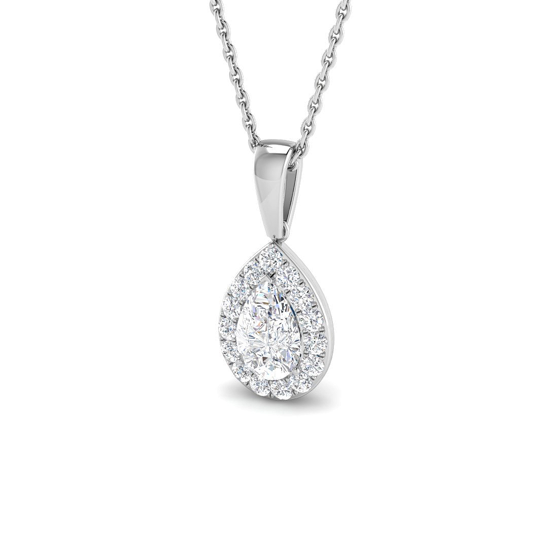 0.74ct Lab-Grown Diamond Halo Pendant in 9K White Gold