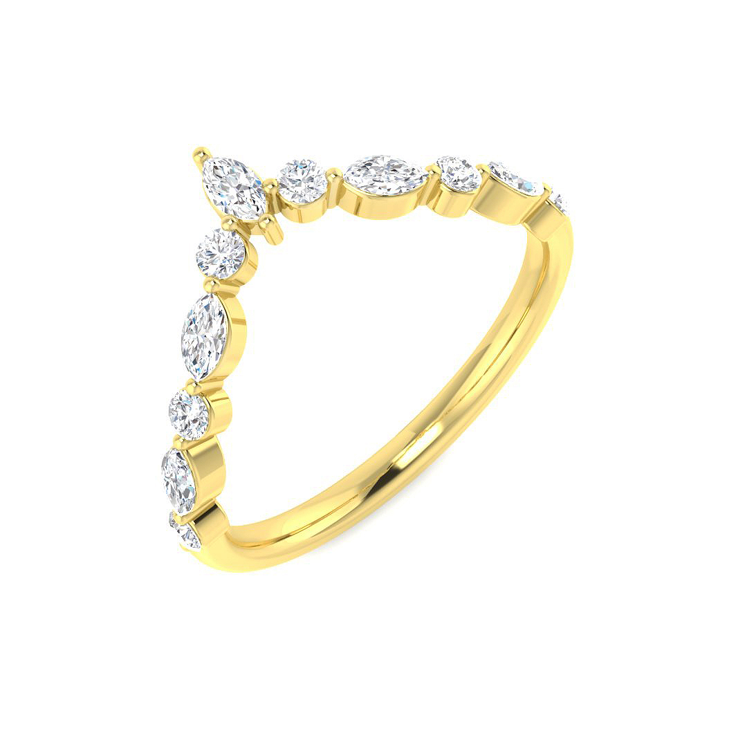 0.41ct Natural Diamond Wishbone Ring in 9K Yellow Gold