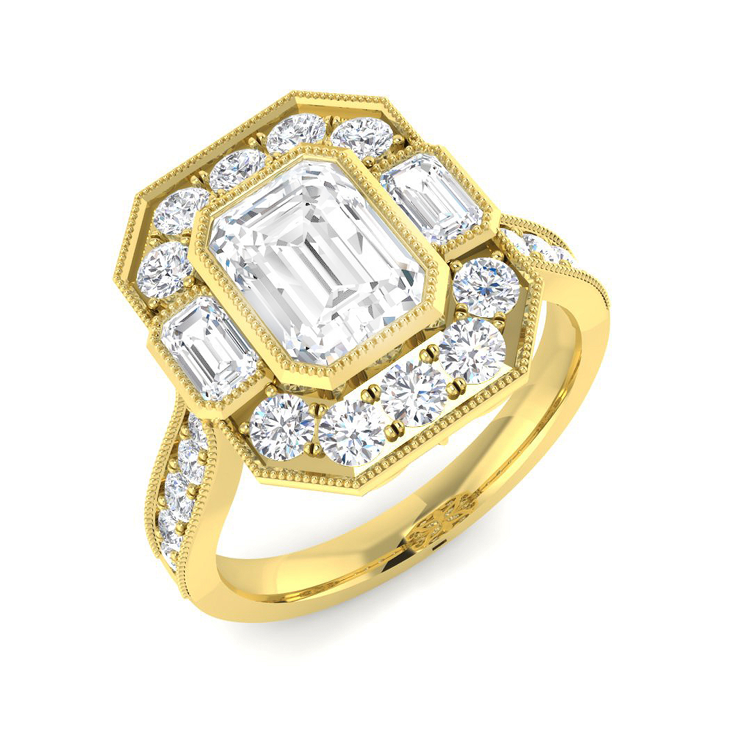 2.58ct Lab-Grown Diamond 3 Stone Ring in 9K Yellow Gold