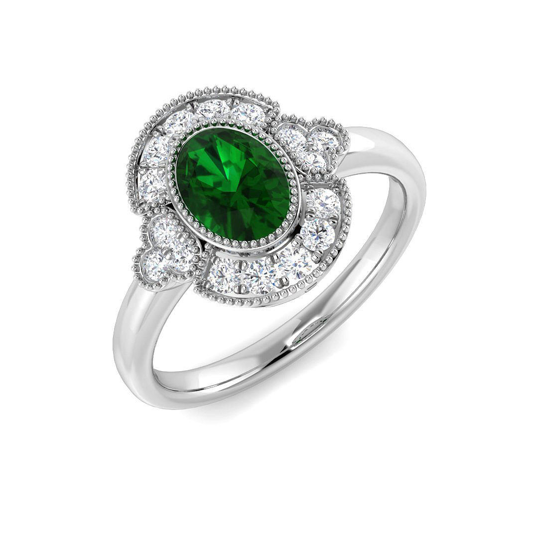 1.08ct Lab-Grown Diamond Emerald Ring in 9K White Gold