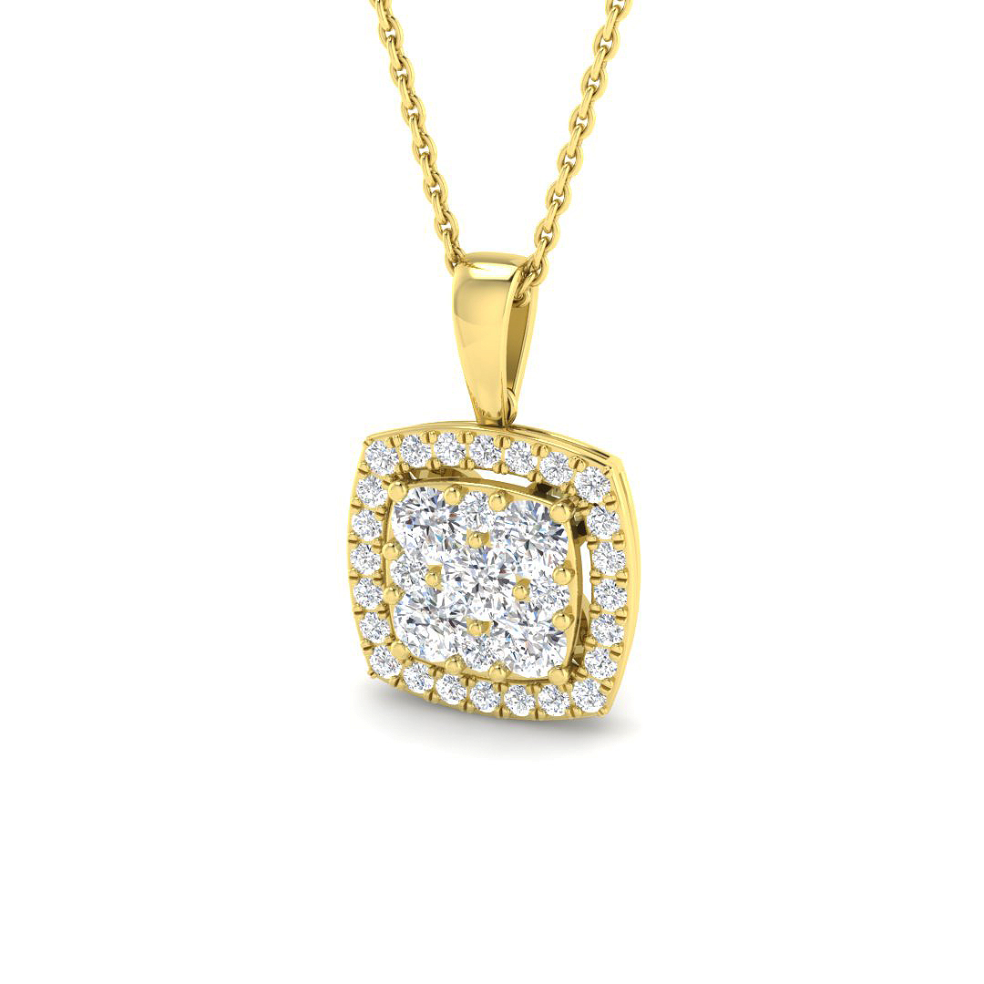 0.90ct Lab-Grown Diamond Cluster Pendant in 9K Yellow Gold