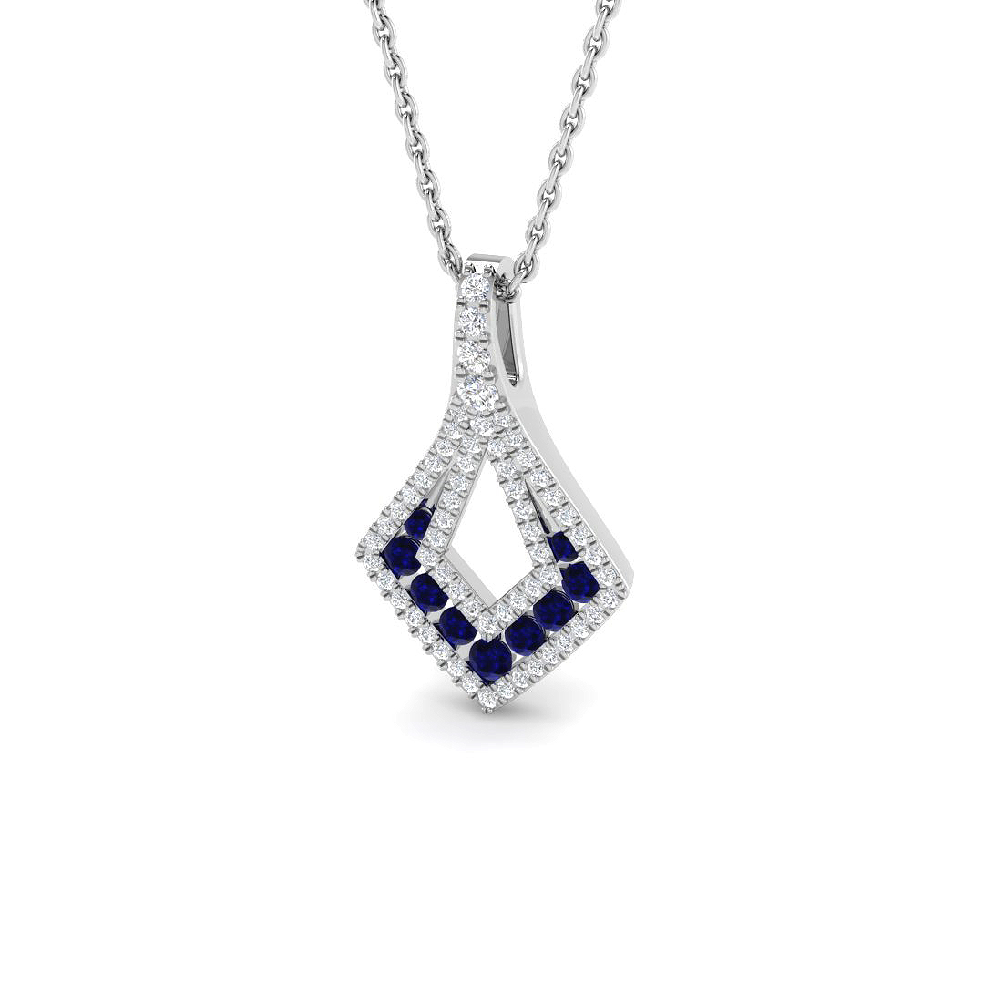 Blue Sapphire Pendant in 9K White Gold