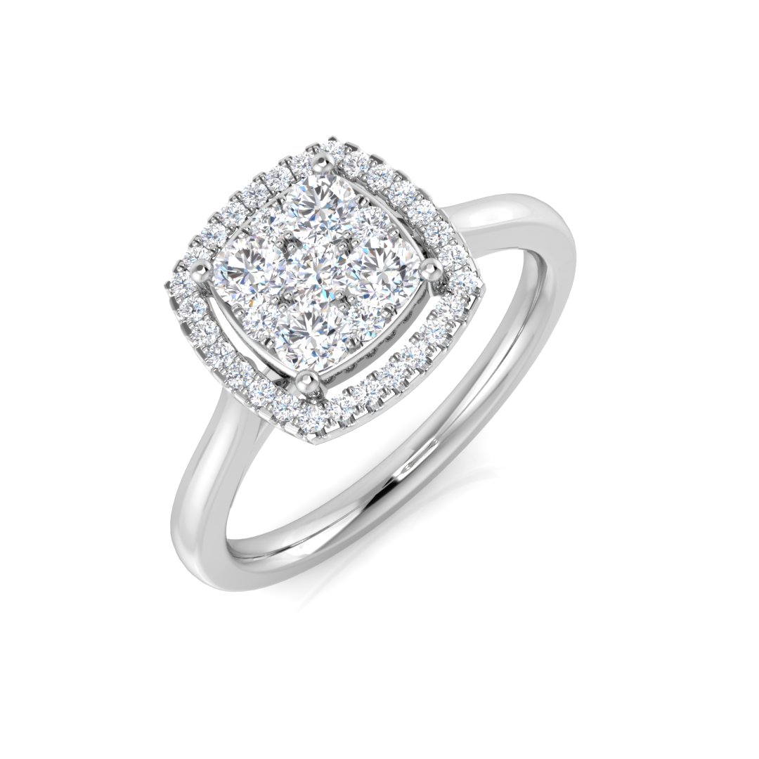 0.48ct Natural Diamond Cluster Ring in 9K White Gold