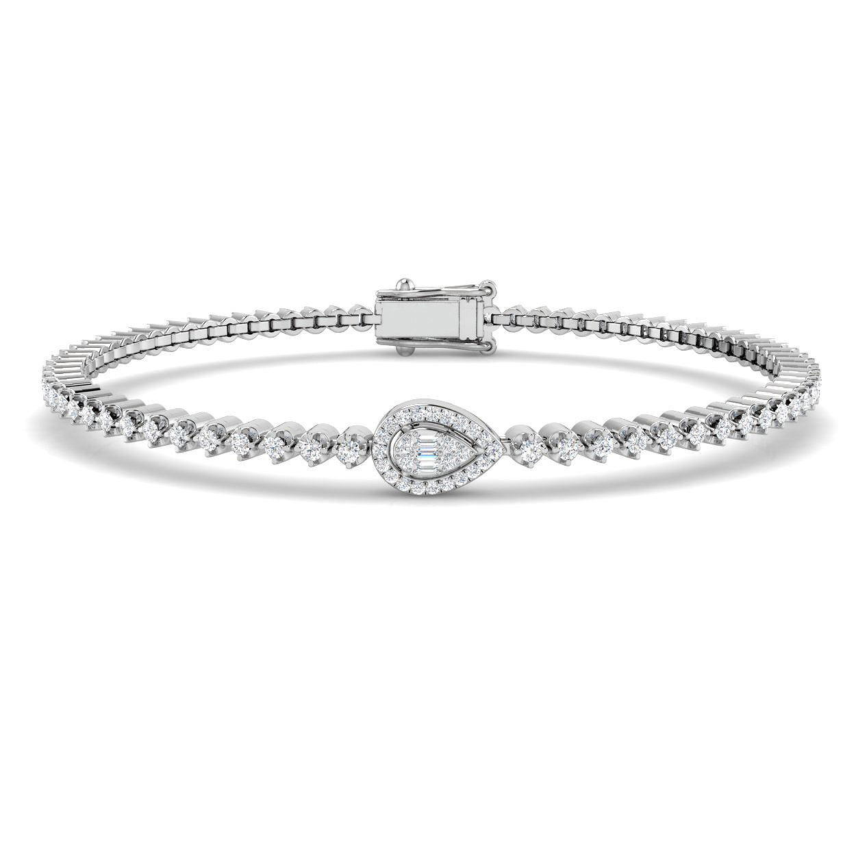 1.06ct Natural Diamond Baguette & Brilliant Bracelet in 18K White Gold