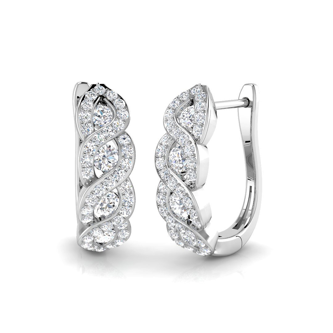 0.55ct Natural Diamond Hoops Earrings in 18K White Gold