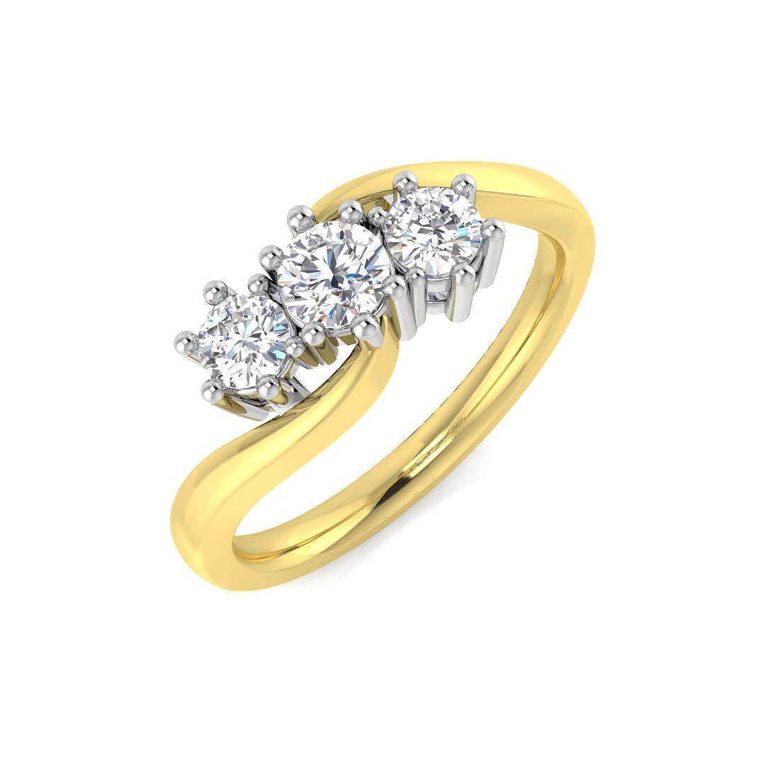 0.53ct Lab-Grown Diamond 3 Stone Ring in 9K Two Tone