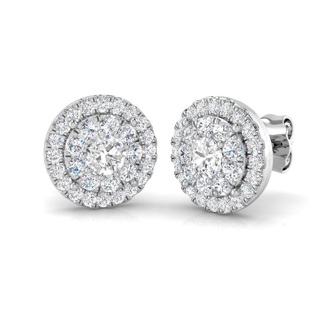 0.78ct Natural Diamond Cluster Earrings in 18K White Gold