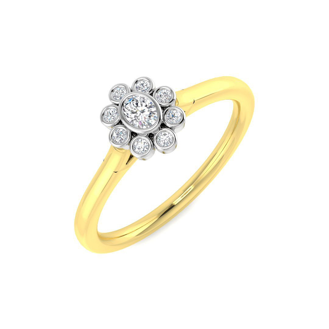 0.17ct Natural Diamond Fancy Ring in 18K Two Tone