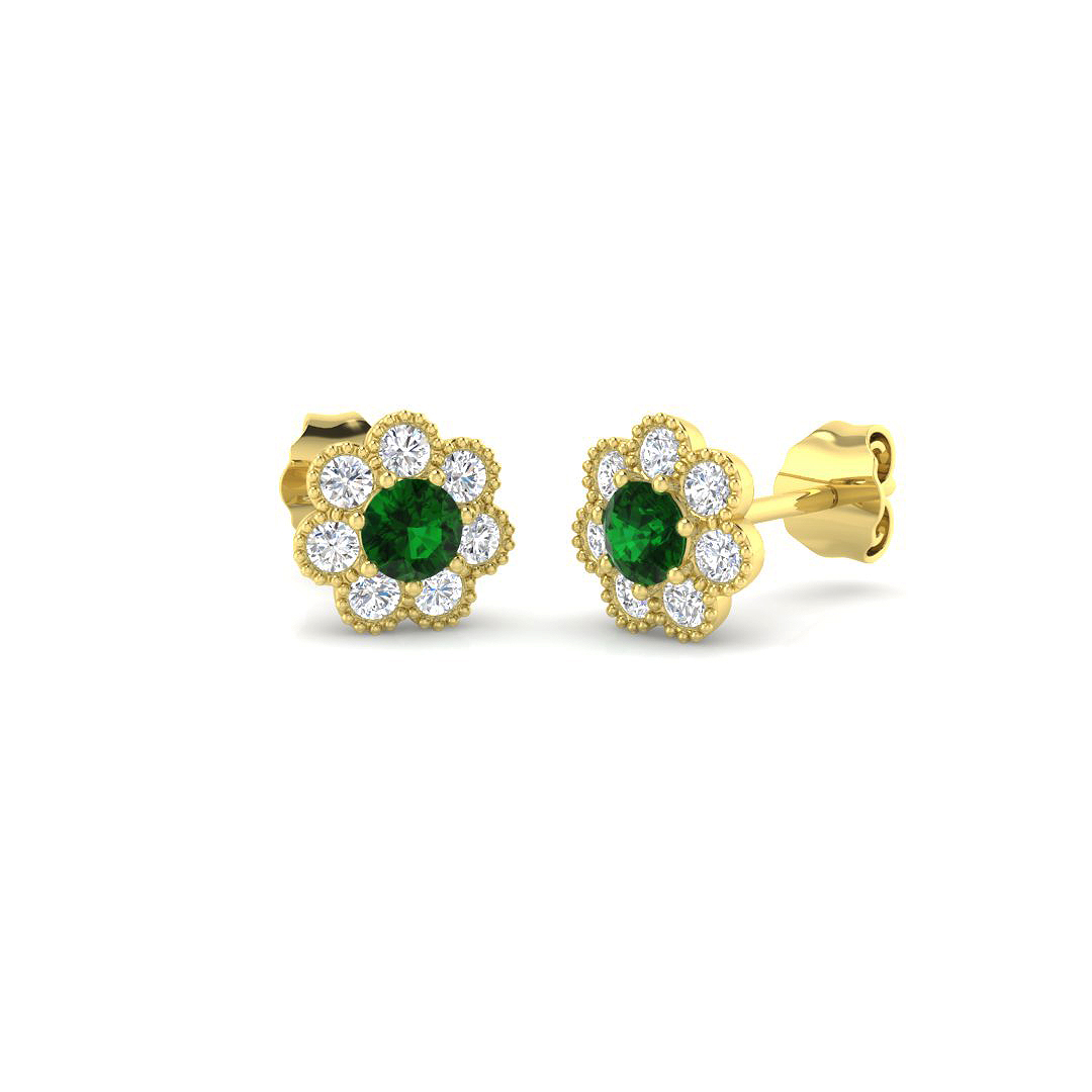 Flower Earrings in 9K Yellow Gold