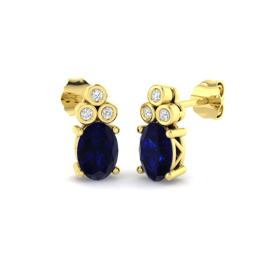 Drop & Trilogy Earrings in 9K Yellow Gold